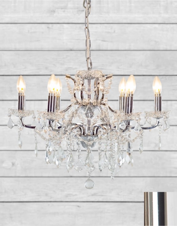 (PRE-ORDER ONLY) 6 Branch, Chrome, Shallow Chandelier