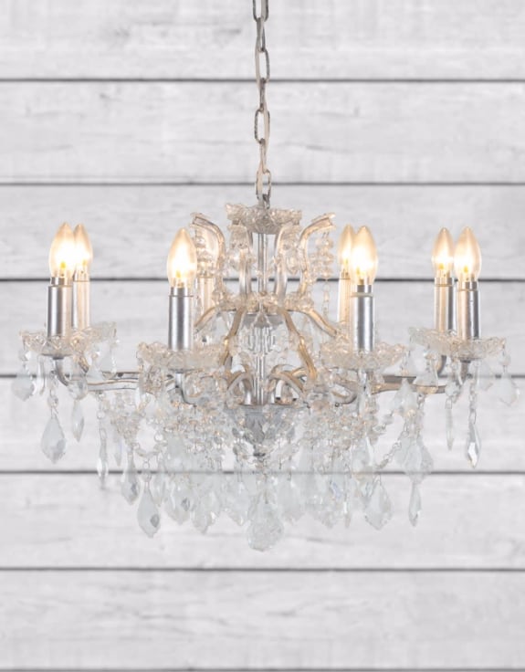 (PRE-ORDER ONLY) Medium 8 Branch, Silver Leaf, Shallow Chandelier