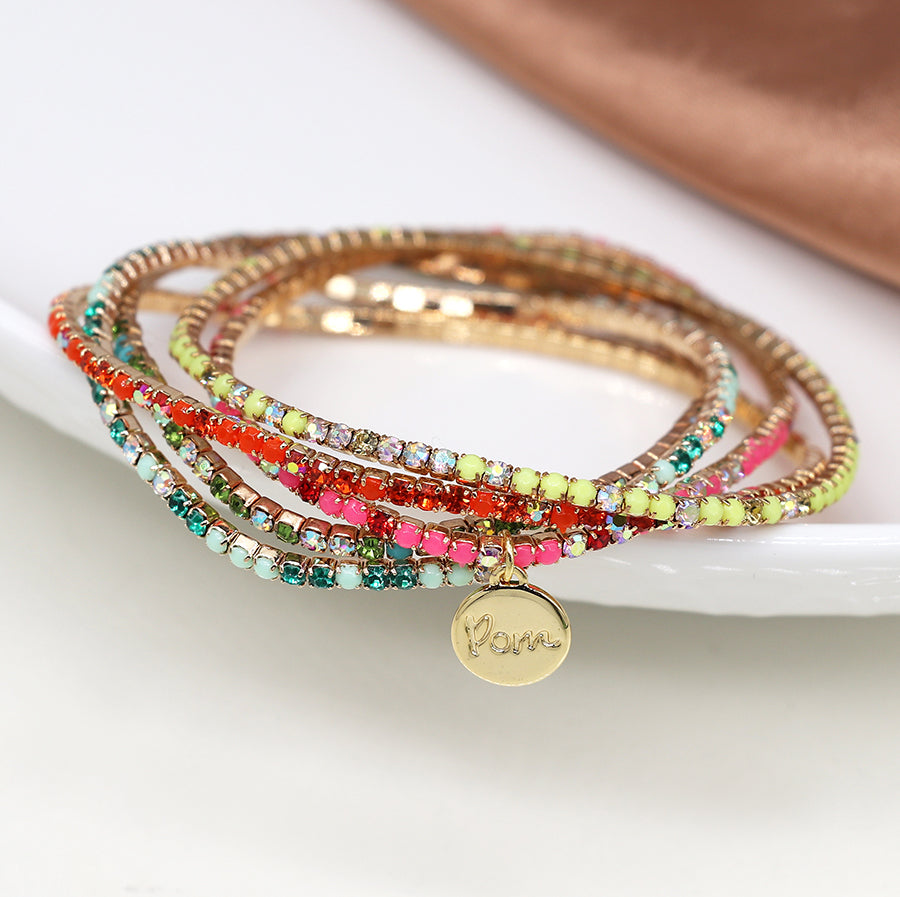 4244 - Brights Crystal Mix Bracelet Stack