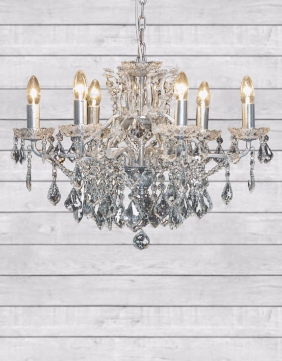 (PRE-ORDER ONLY) 6 Branch, Silver Leaf, Shallow Chandelier