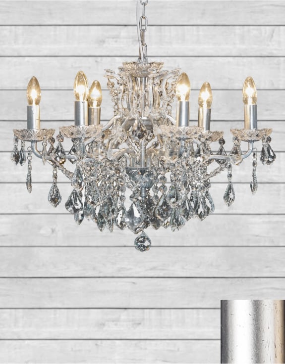 (PRE-ORDER ONLY) 6 Branch, Silver Leaf, Shallow Chandelier