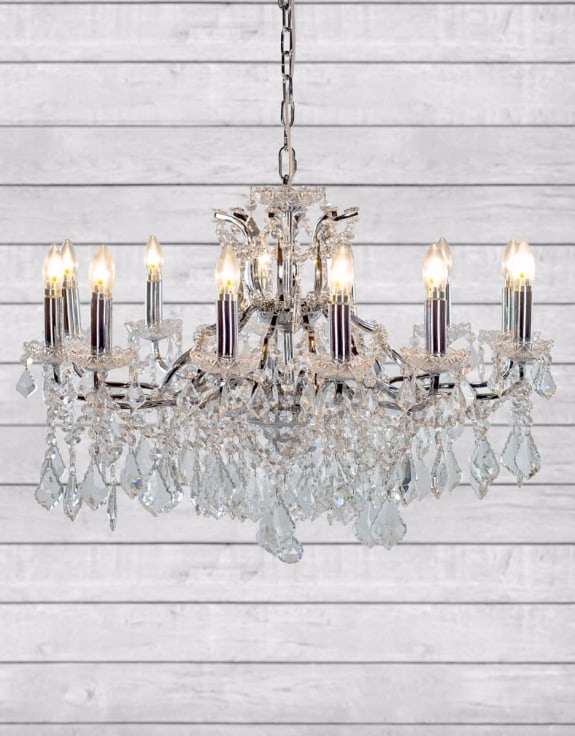 (PRE-ORDER ONLY) Large 12 Branch, Chrome, Shallow Chandelier