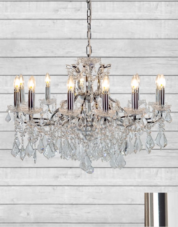 (PRE-ORDER ONLY) Large 12 Branch, Chrome, Shallow Chandelier