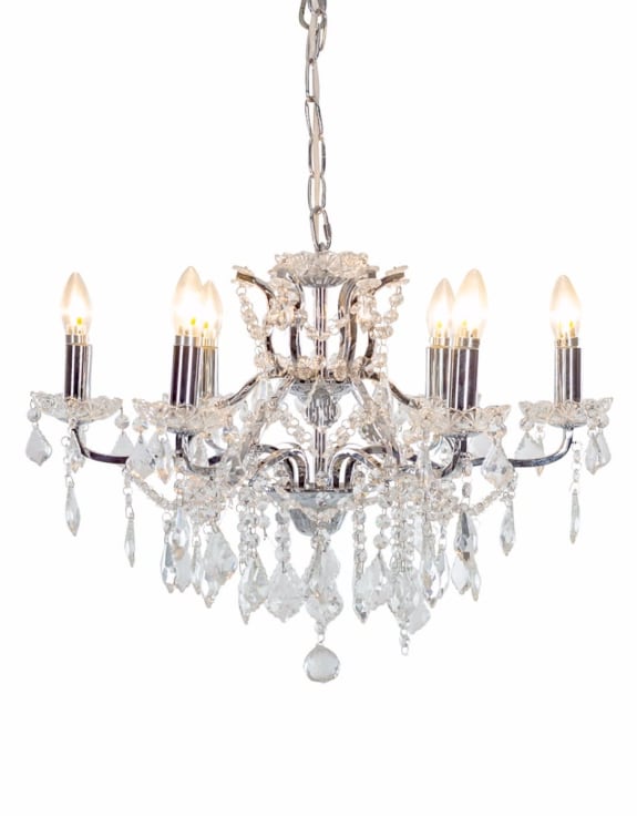 (PRE-ORDER ONLY) 6 Branch, Chrome, Shallow Chandelier