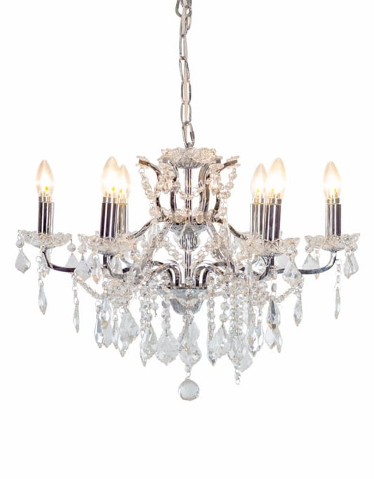 (PRE-ORDER ONLY) 6 Branch, Chrome, Shallow Chandelier