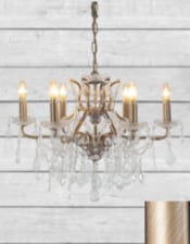 (PRE-ORDER ONLY) 6 Branch, Brushed Gold, Shallow Chandelier
