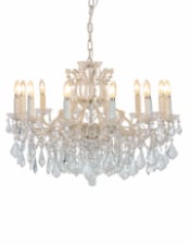 (PRE-ORDER ONLY) Large 12 Branch, Antique Crackle White, Shallow Chandelier