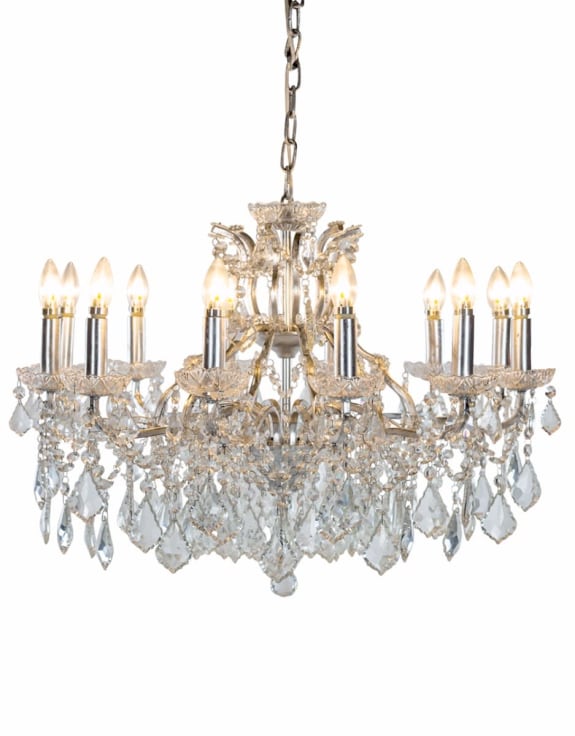 (PRE-ORDER ONLY) Large 12 Branch, Silver Leaf, Shallow Chandelier