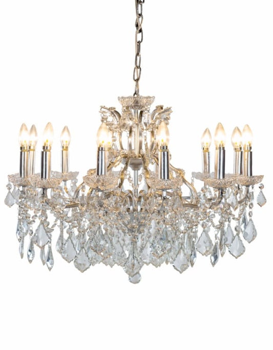(PRE-ORDER ONLY) Large 12 Branch, Silver Leaf, Shallow Chandelier