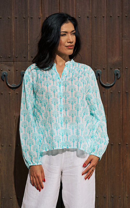 Bergerac Blouse - Aqua