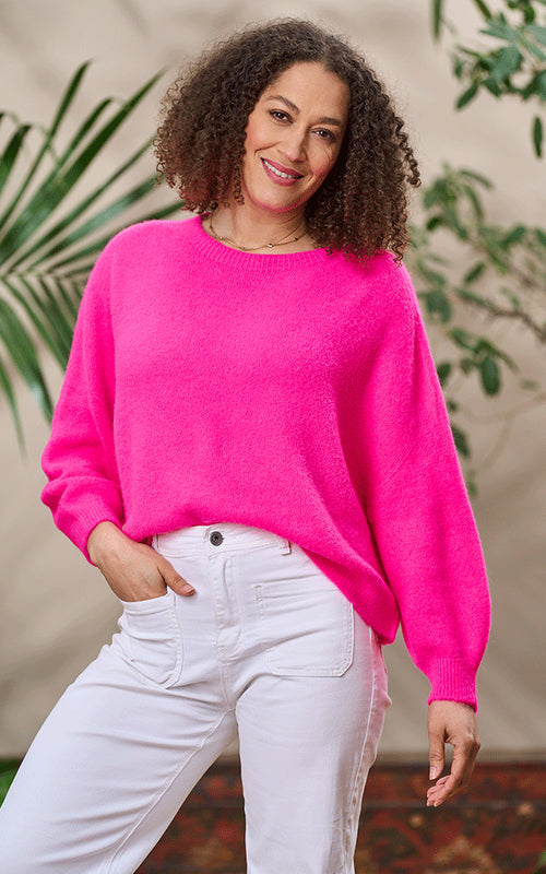 Bettina Short - Pink Fluorescent, Alpaca Jumper