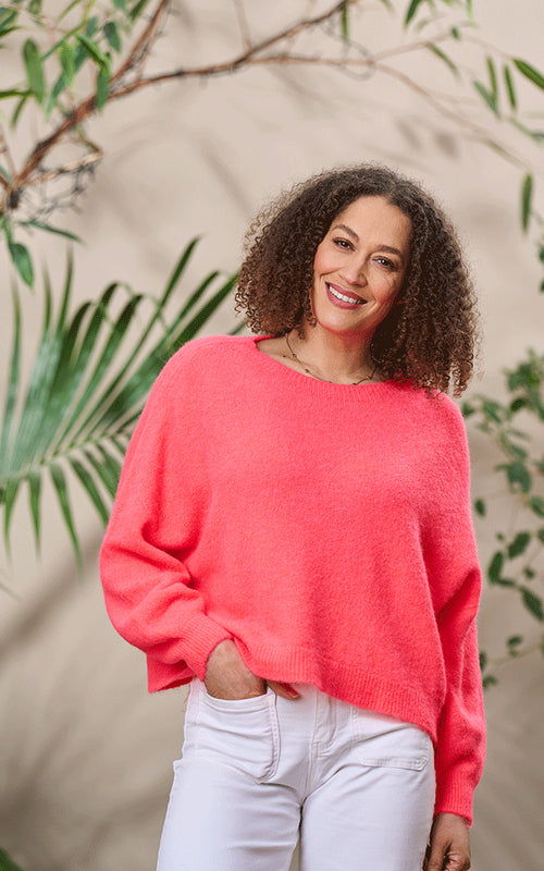 Bettina Short - Coral Fluorescent, Alpaca Jumper