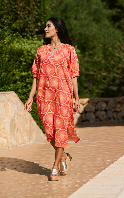 Antibes Midi Dress - Coral
