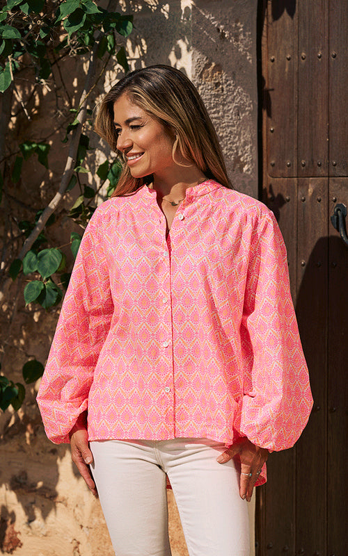 Bergerac Blouse - Neon Pink/Orange