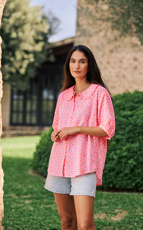 Marseille Blouse - Neon Pink/Orange