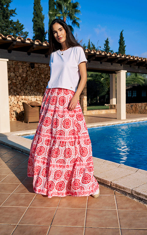 Venezia Maxi Skirt - Red