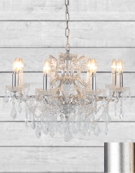(PRE-ORDER ONLY) Medium 8 Branch, Silver Leaf, Shallow Chandelier