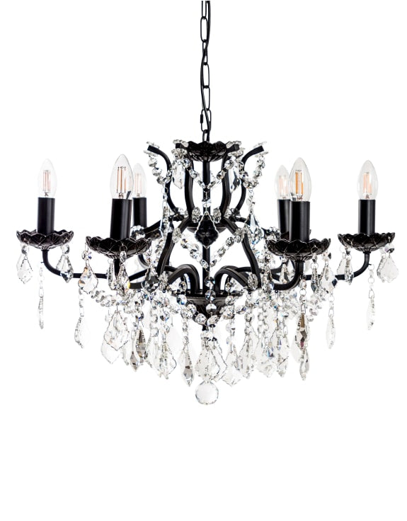 (PRE-ORDER ONLY) 6 Branch, Black, Shallow Chandelier