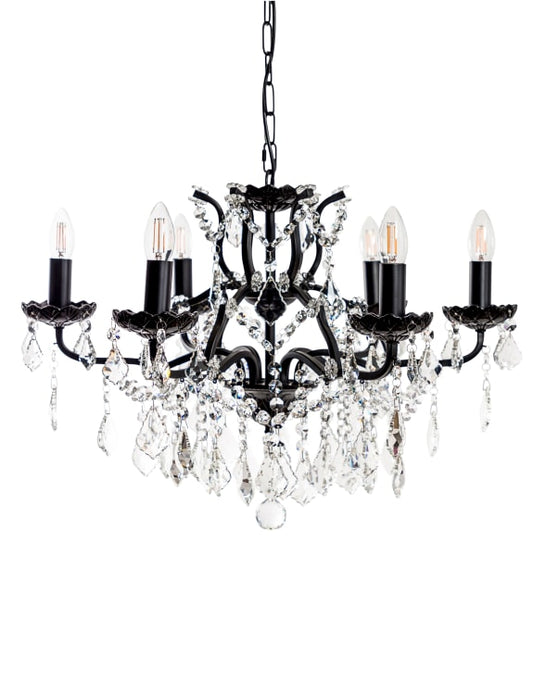 (PRE-ORDER ONLY) 6 Branch, Black, Shallow Chandelier