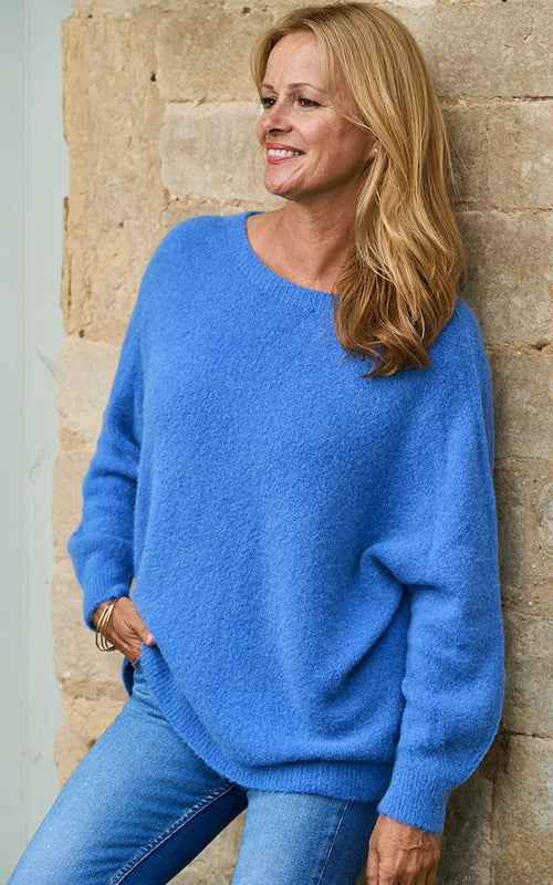 Bettina Long - Bright Blue, Alpaca Jumper
