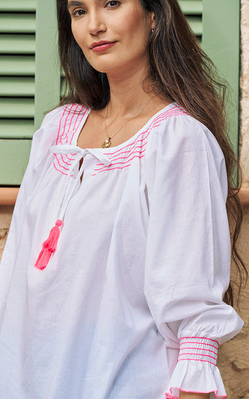 Villefranche Embroidered Blouse - Pink
