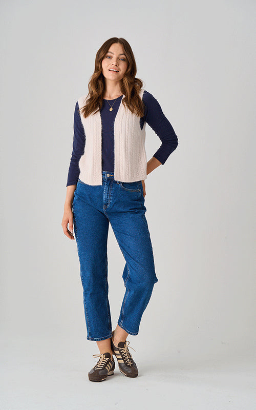 Whatley Alpaca Knit Waistcoat - Pale Pink