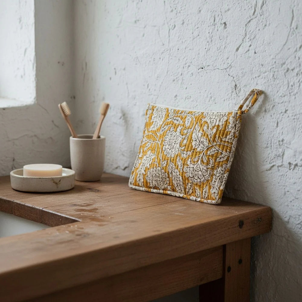 Yellow Jaipur Flat Pouch