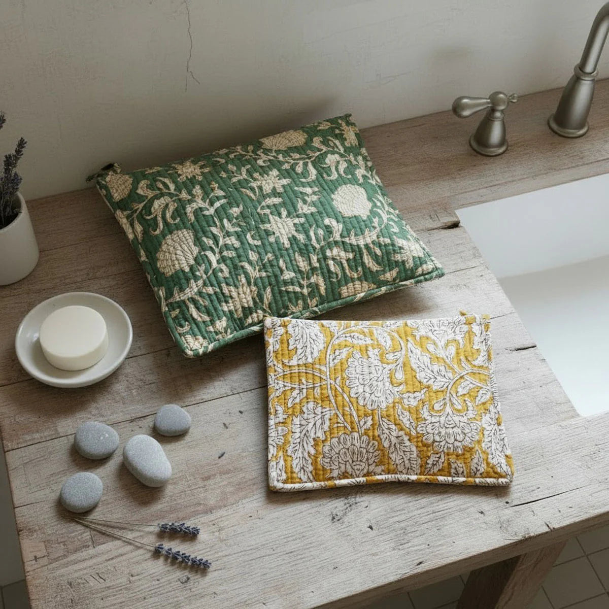 Yellow Jaipur Flat Pouch