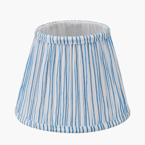 Thiago, Ocean Blue, Striped Pleated Lampshade - 16cm