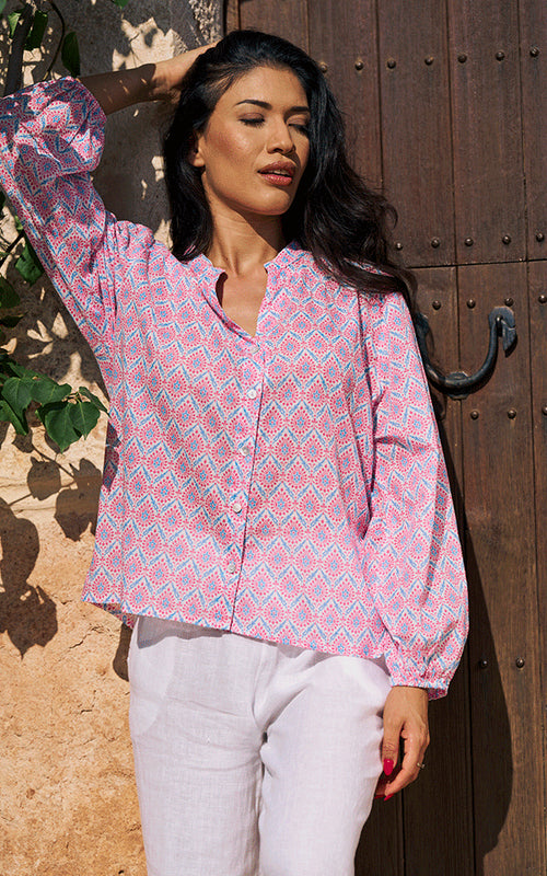 Bergerac Blouse - Pink/Blue