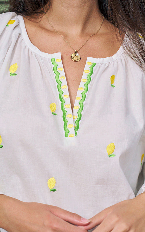 Florento Embroidered Lemons Blouse