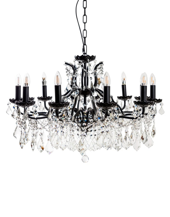 (PRE-ORDER ONLY) Large 12 Branch, Matt Black, Shallow Chandelier