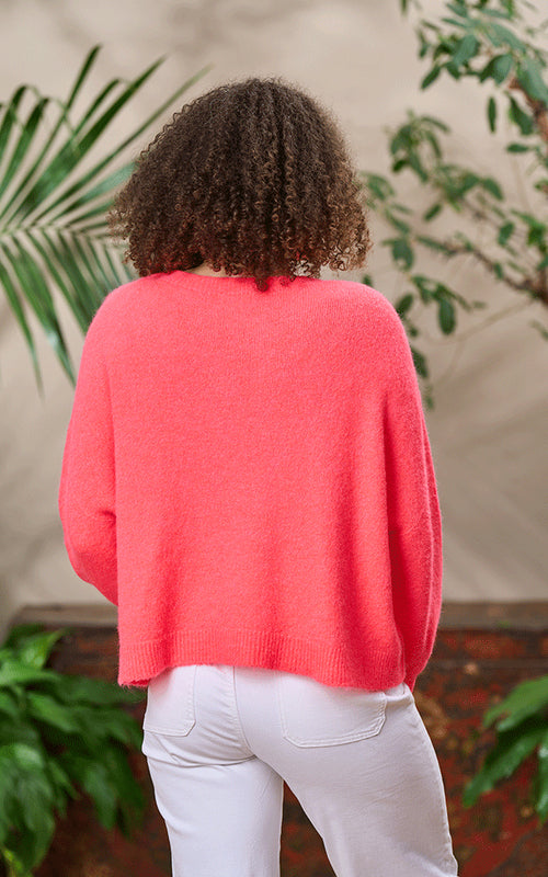 Bettina Short - Coral Fluorescent, Alpaca Jumper