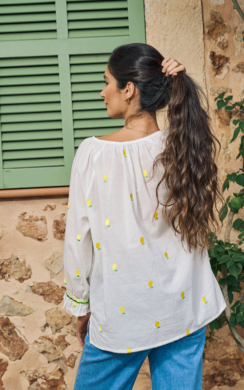 Florento Embroidered Lemons Blouse