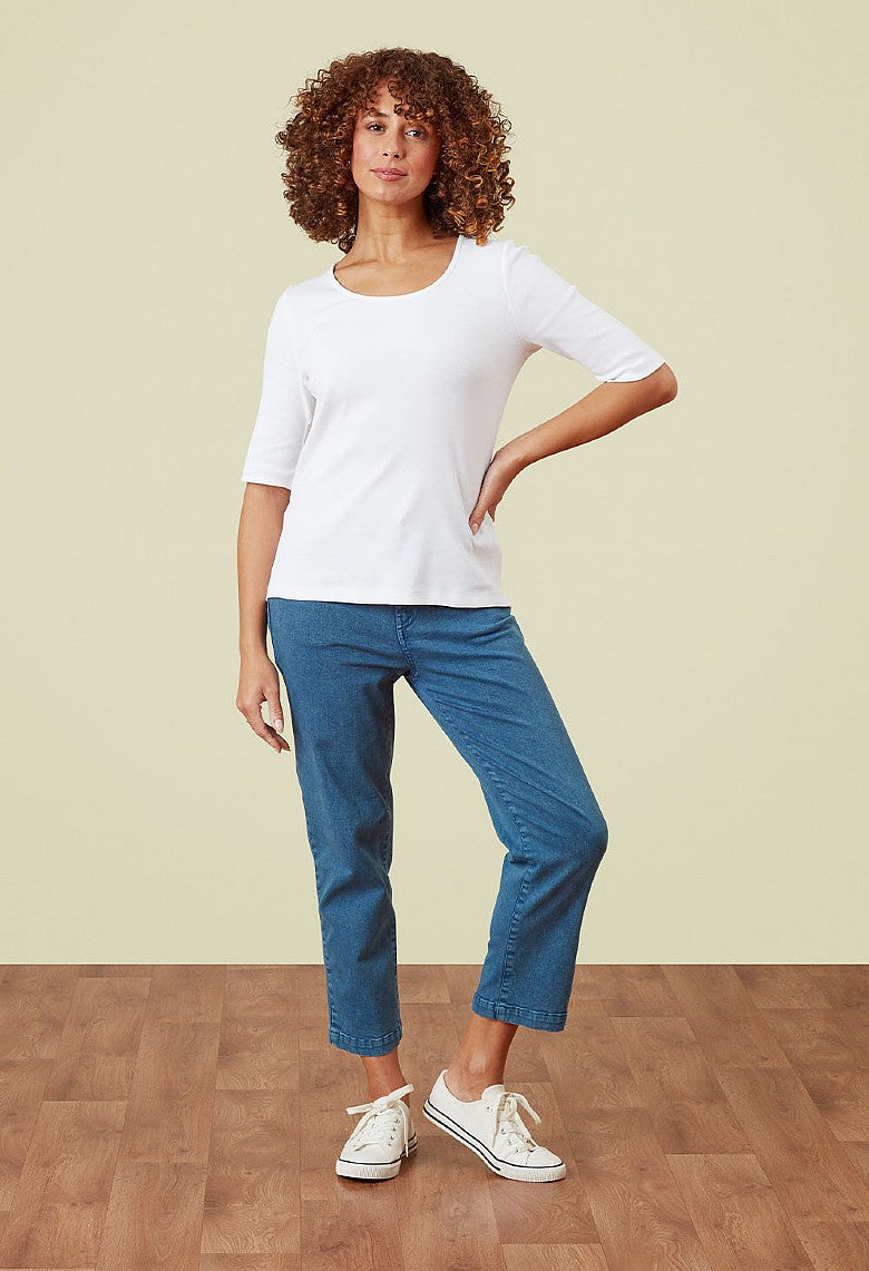 Raine, Cotton Rib T-shirt - White