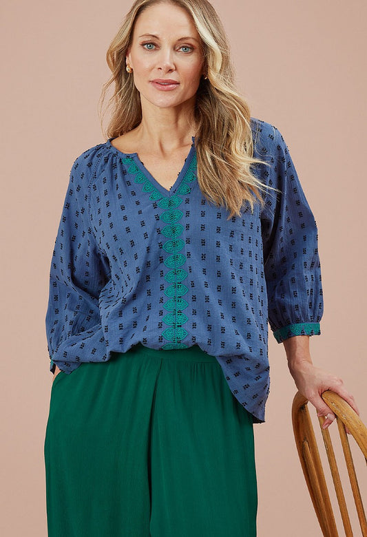 River Blouse - Riviera Blue