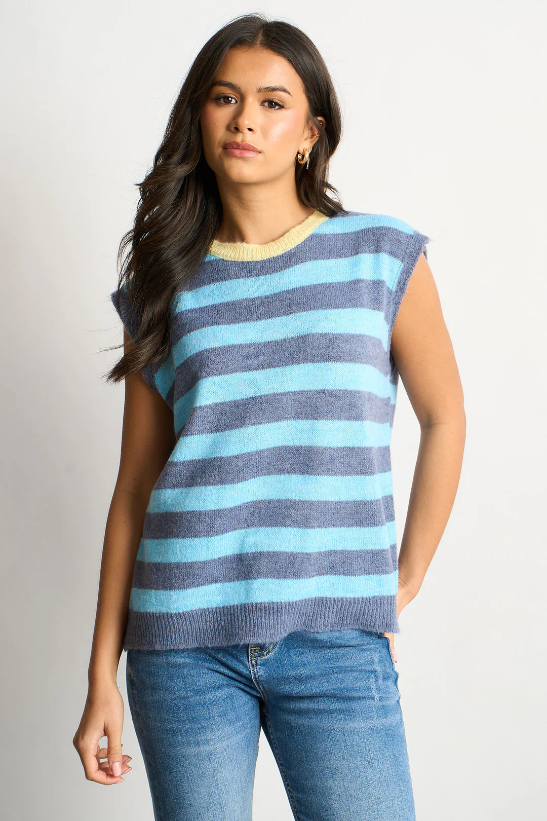 Striped Knitted Tank - Blue