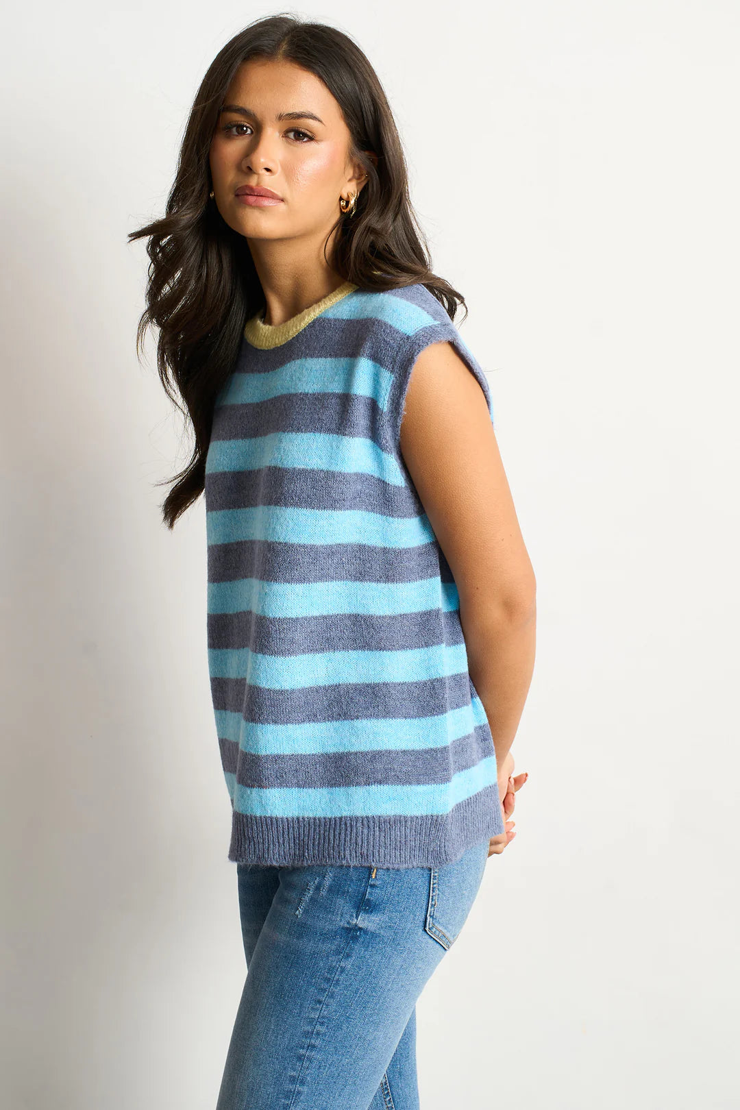 Striped Knitted Tank - Blue