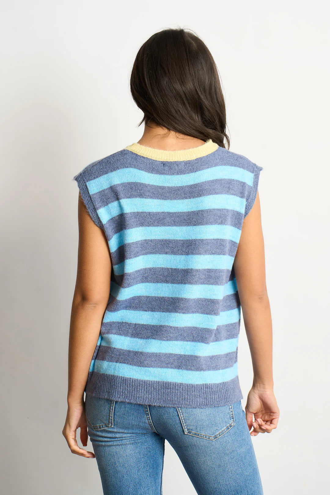 Striped Knitted Tank - Blue