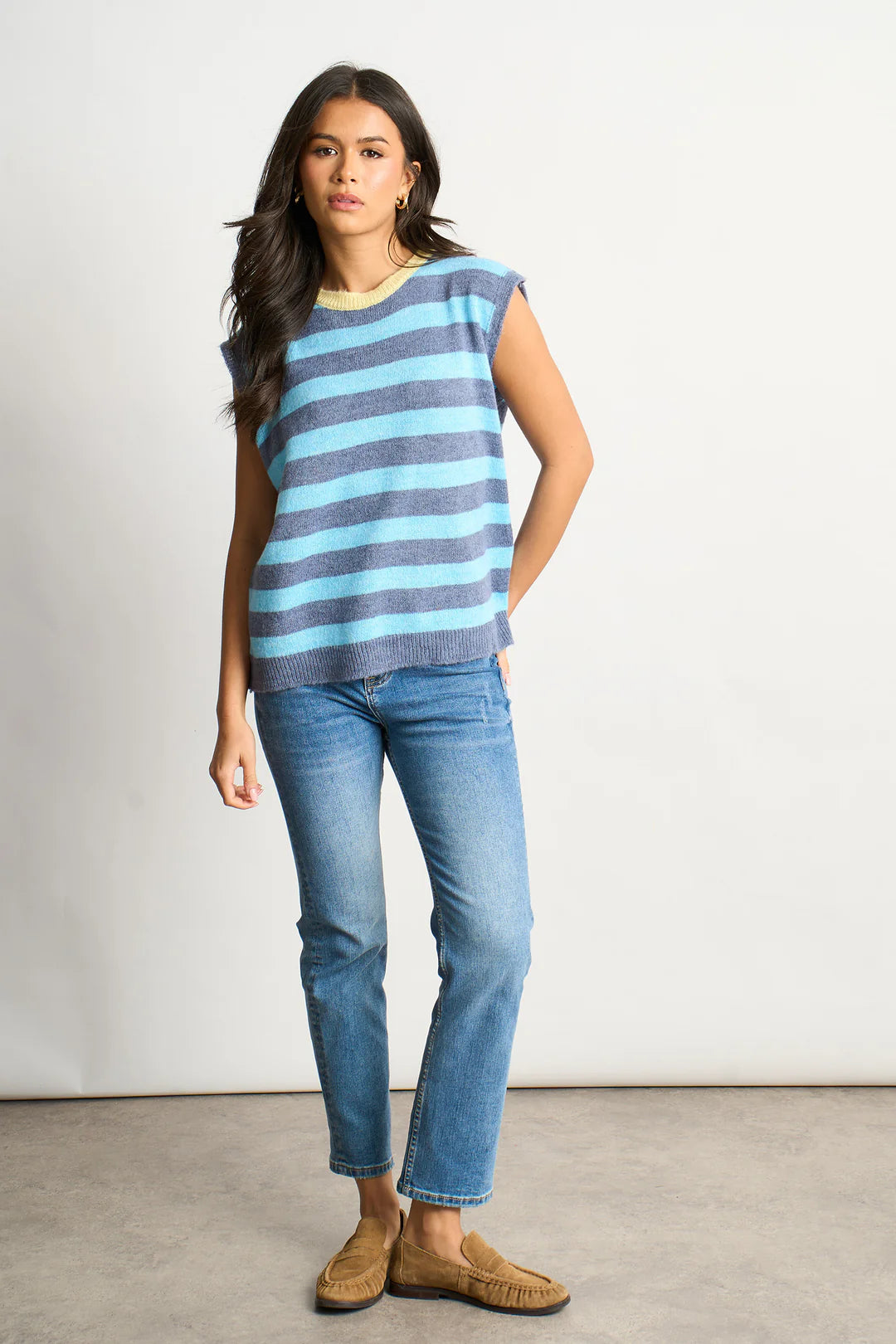 Striped Knitted Tank - Blue