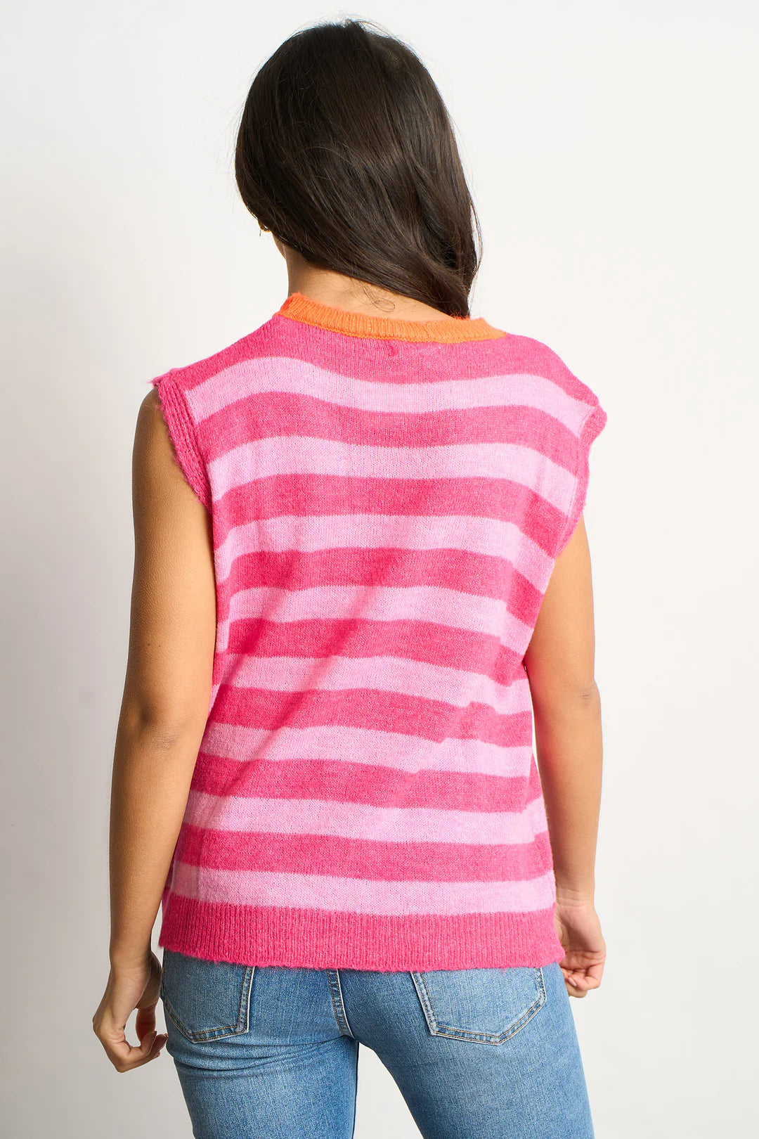 Striped Knitted Tank - Pink/Orange