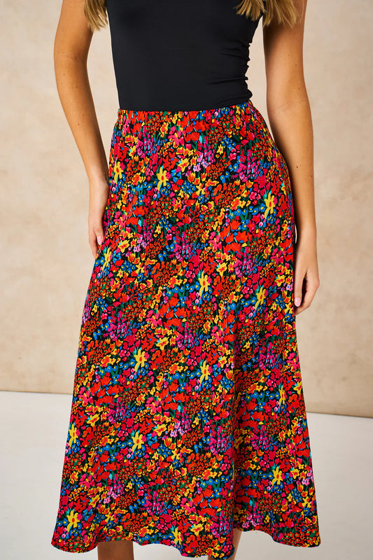 Ditsy Floral Midi Slip Skirt