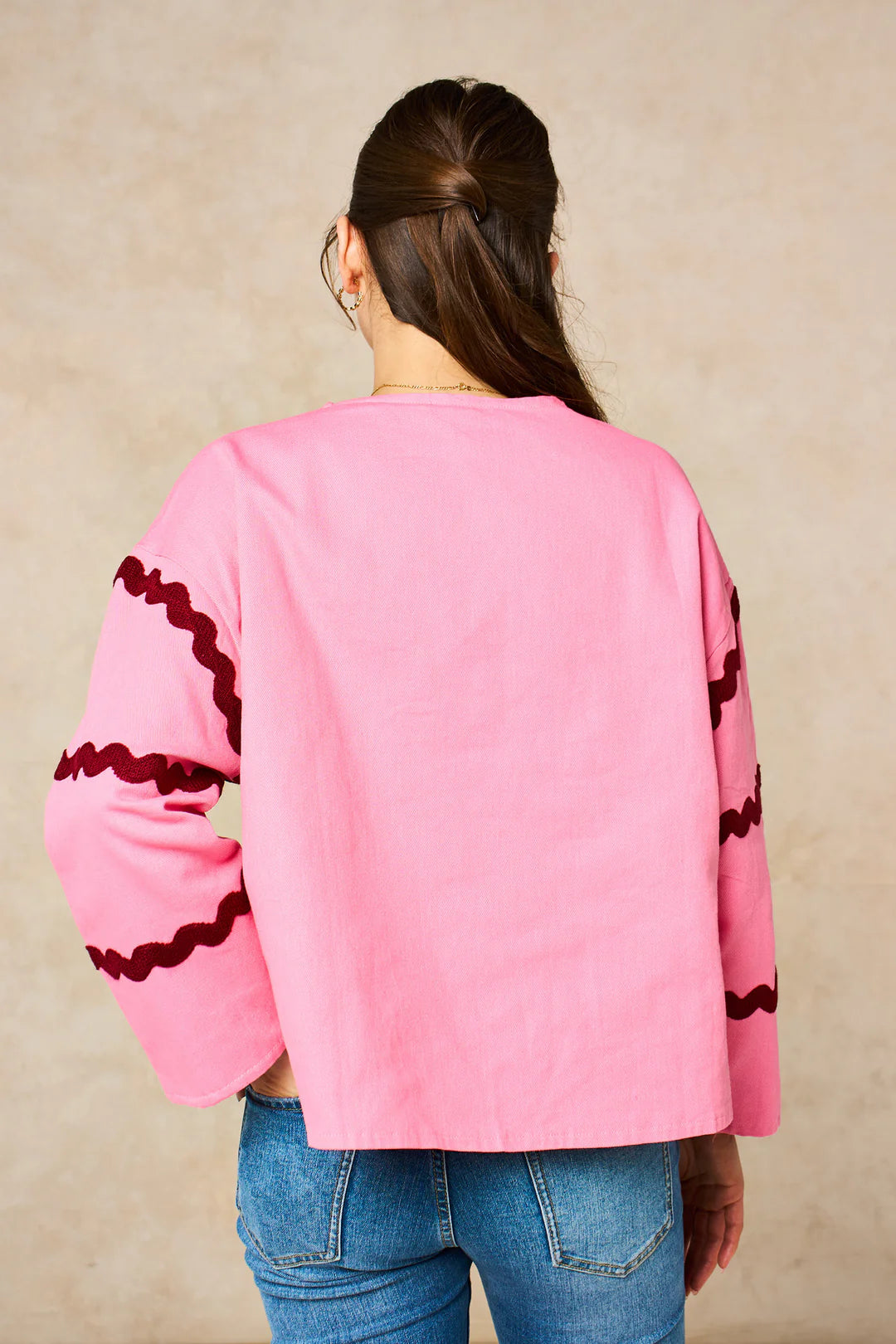 Wavy Trim Twill Jacket