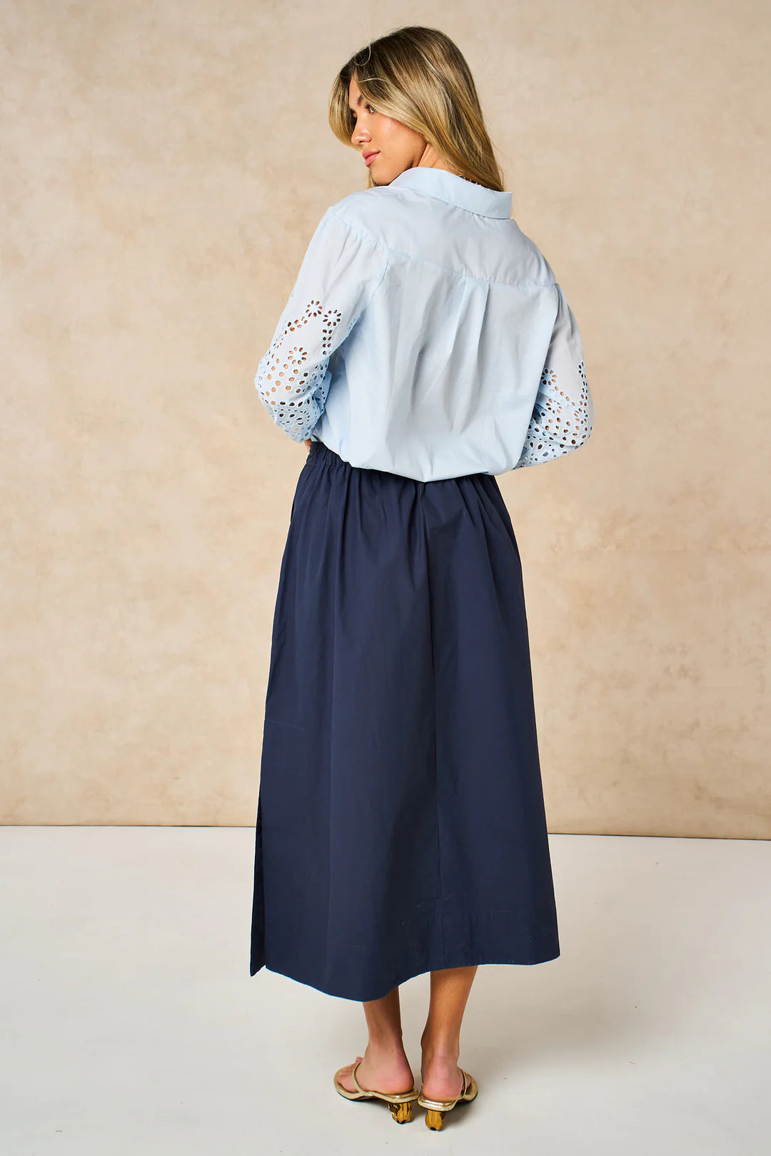 Cotton Midaxi Skirt - Navy Blue
