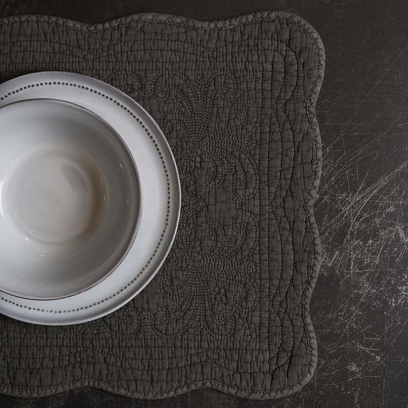 Natural Quilted Placemat - Grey