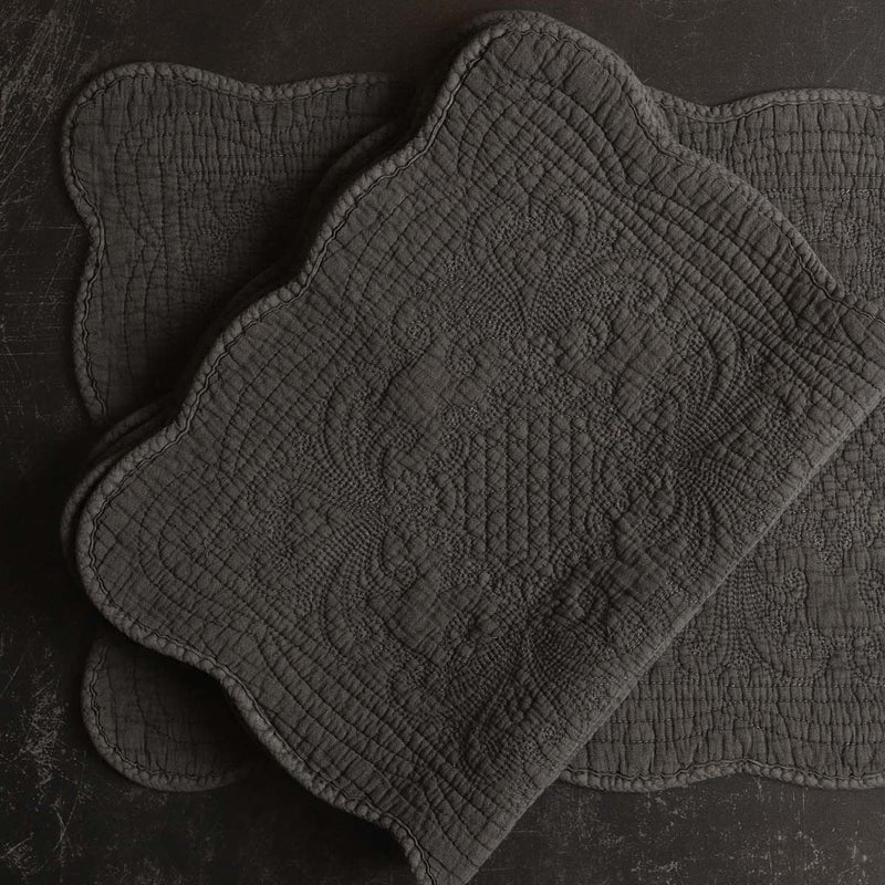 Natural Quilted Placemat - Grey