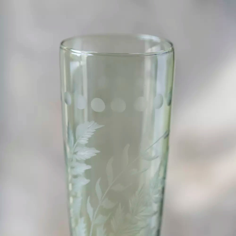 Champagne Flute - Etched Green