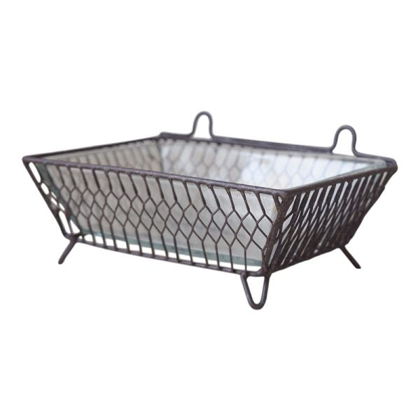 Vintage Wire Soap Dish with Glass Tray