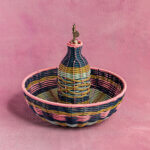 Woven Bowl - Pink & Navy