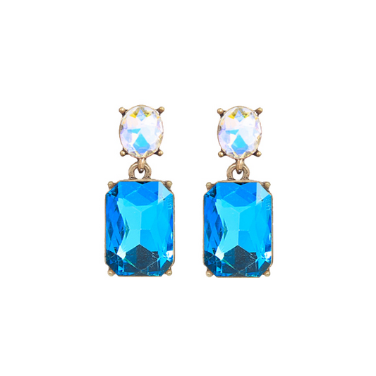 Turquoise & Aurora Borealis Drop Earrings